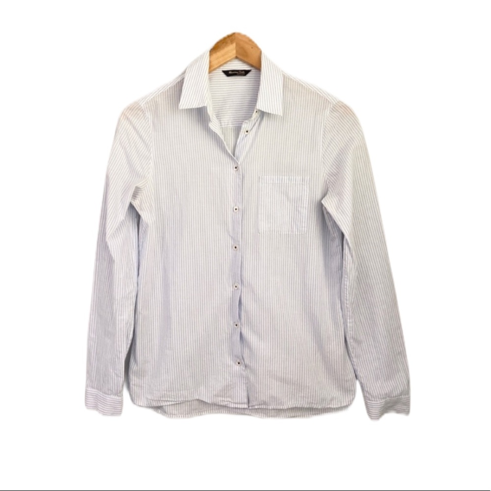 Massimo Dutti Blue Pinstriped Button Down Size 4
